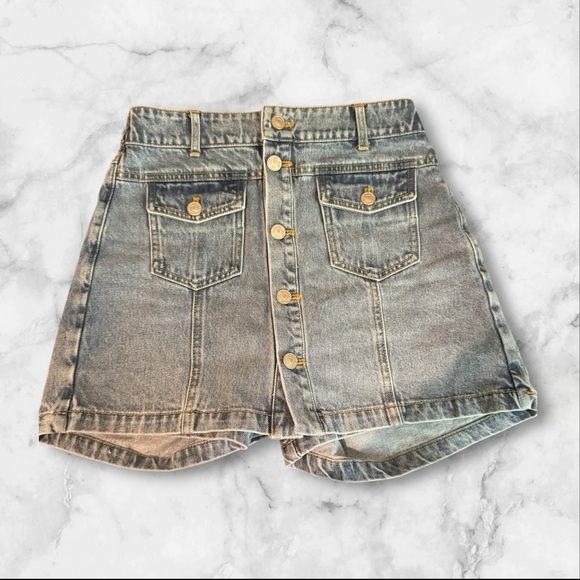 Grey Lab High Waisted Denim‎ Button Front Skort Size S - Picture 3 of 7
